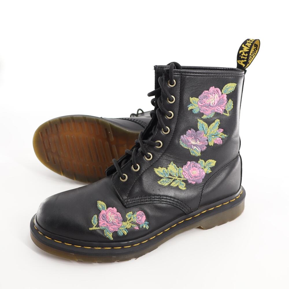 Dr Martens Women's Sz 10 1460 Vonda II Floral Boots Black Stylish And Comfort